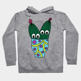 Cute Cactus Design #289: Potted Cacti In Funky Pot Hoodie